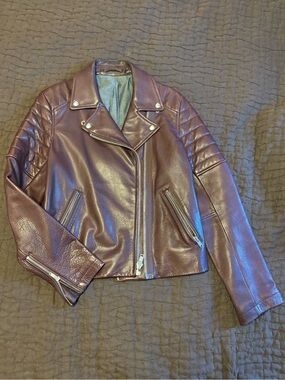 Vintage Burgundy Gap Real Leather Moto Jacket Medium
